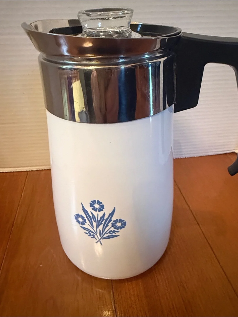 Vtg CorningWare Blue Cornflower 9 Cup Stovetop Percolator COMPLETE clean MCM